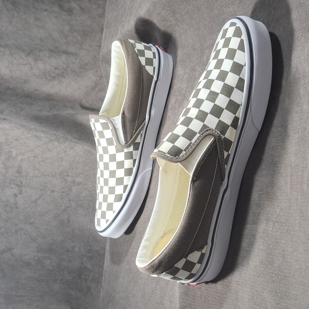 Vans Checkerboard Slip-On Sneakers in White and Gray - Picture 11 of 16